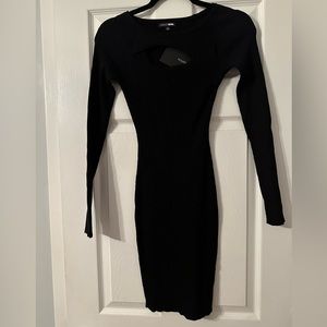 Fashion Nova Black Cutout Sweater Dress
